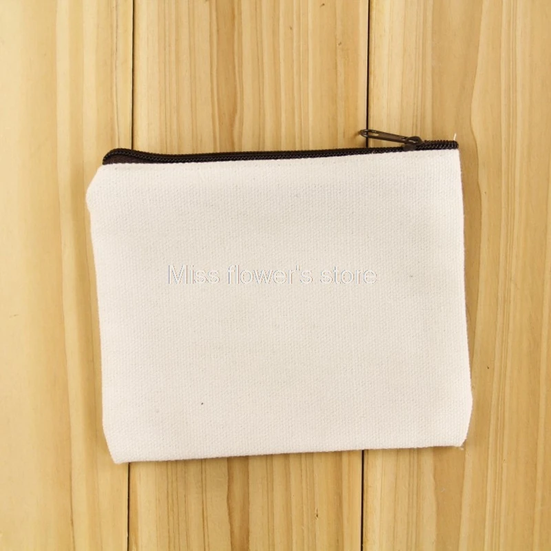 1 Pcs Blank Canvas Zipper Pouches Cosmetic Bags Portable Zero Wallet Coin Key Package