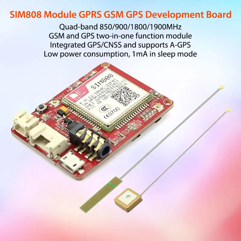 Elecrow Crowtail SIM808 модуль GPRS GSM GPS макетная плата GSM и GPS 2-в-1 Функциональный модуль с литиевой батареей 3,7 в