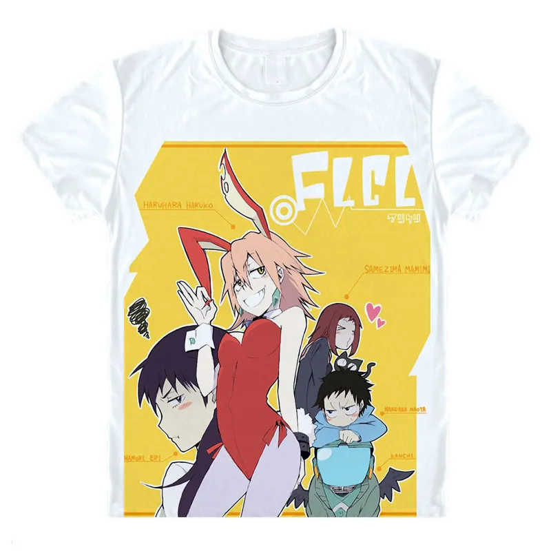 FLCL Progressive T-Shirts Multi-style Short Sleeve Shirts Furi Kuri Fooly Cooly Haruko Haruhara Naota Nandaba Cosplay Shirt