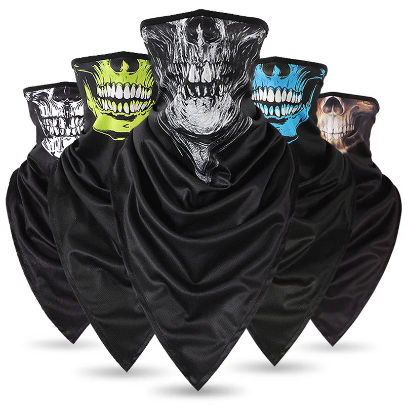 New Skull Triangle Scarf For Women Men Motorcycle Windproof Bandana Face Mask Scarf Dust-proof Sunscreen UV Mask Ski Scarves