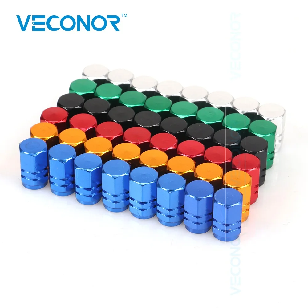 Veconor 48pieces/pack Different Colors Universal Aluminum Hexgon Style Auto Car Tyre Valve Caps Tire Accessires