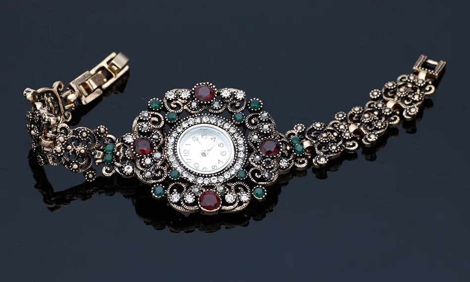 SUNSPICE MS Flower Round Bracelets Watch Women Clock Quartz Watches Vintage Turkish Wristwatch Indian Bridal Antique Jewelry