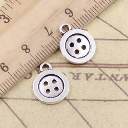 20pcs Charms Double Sided Button 16x13mm Tibetan Bronze Silver Color Pendants Antique Jewelry Making DIY Handmade Craft