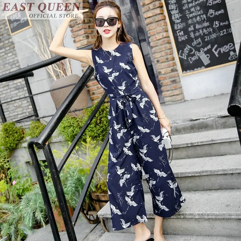 Vrouwen jumpsuits 2018 mouwloze animal print sjerpen chiffon rompertjes enkellange broek losse casual business overalls DD696 L