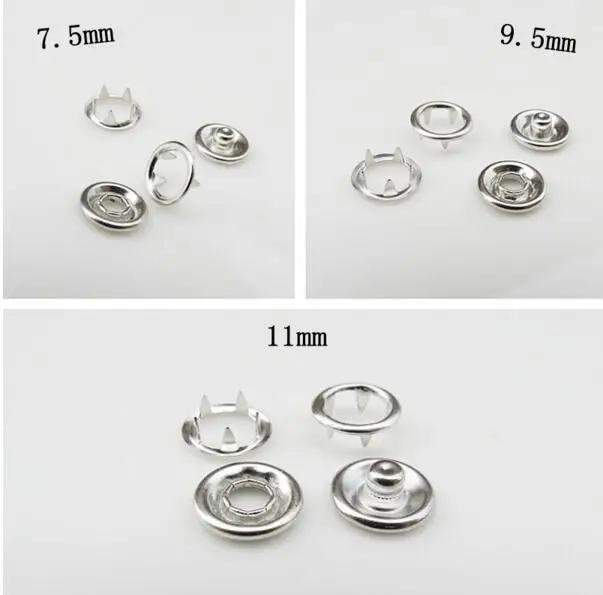 Scrapbook 500 Sets Of 7.2mm/9.5mm/11 Mm Silver Hollow Copper Button Baby Climb Clothes Buckle Clothing Children With Five Claws