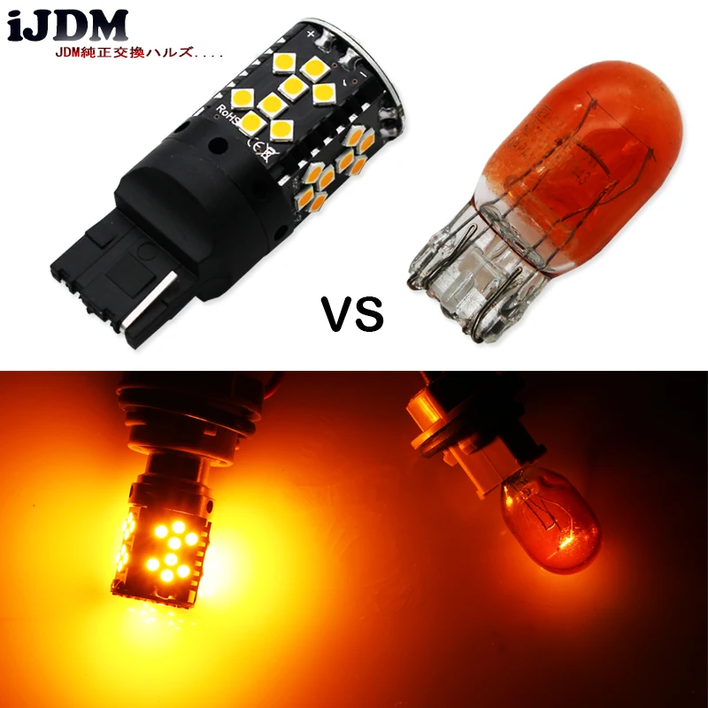 iJDM Canbus Error Free 7440 LED No Hyper Flash 21W Amber yellow W21W T20 LED Replacement Bulbs For Car Turn Signal Lights,12v