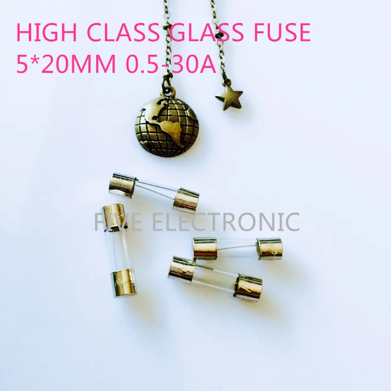 High Class ,ROHS, Glass fuse 5*20mm  250V 0.5-30A glass tube fuse 5X20MM 100pcs/lot