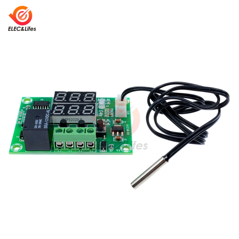 DC 12V Dual LED Digital Display Thermostat Temperature Controller Voltage Regulator Switch Control Time Delay Relay NTC Sensor