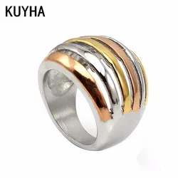 Women Trendy Anniversary Present Brand Geometry Knuckle Ring Exquisite Rose/Golden/Silver Color Mix Ring Bridal Wedding Jewelry