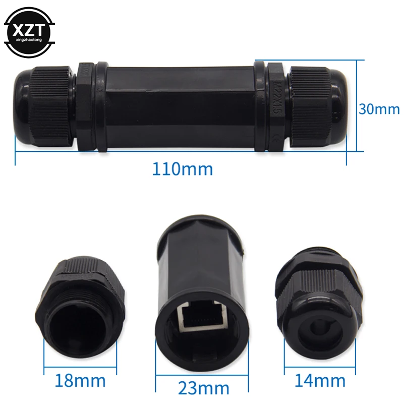 Waterproof RJ45 Connector Double Head Outdoor Lan Coupler Adapter Female For Cat5 Cat6 Cat7 8P8C Cable