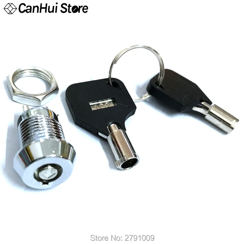 12mm Metal Key Switch 250V ON/OFF Lock Switch KS Electrical Key Rotary Switch with Keys Unilateral Pull Out Single Side Key hole
