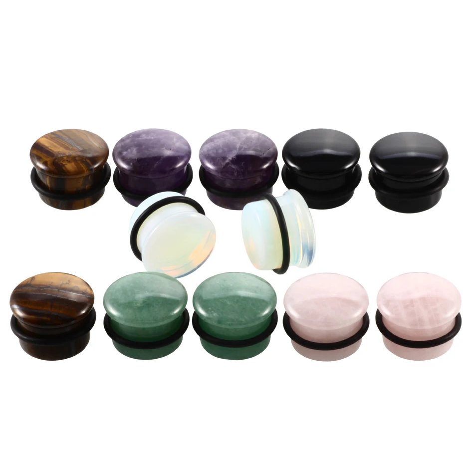 2pcs/lot Stone Ear Plugs Gauges Earrings Women Men Ear Flesh Tunnel Plug Piercing Expander Ear Stretcher Body Piercing Jewelry