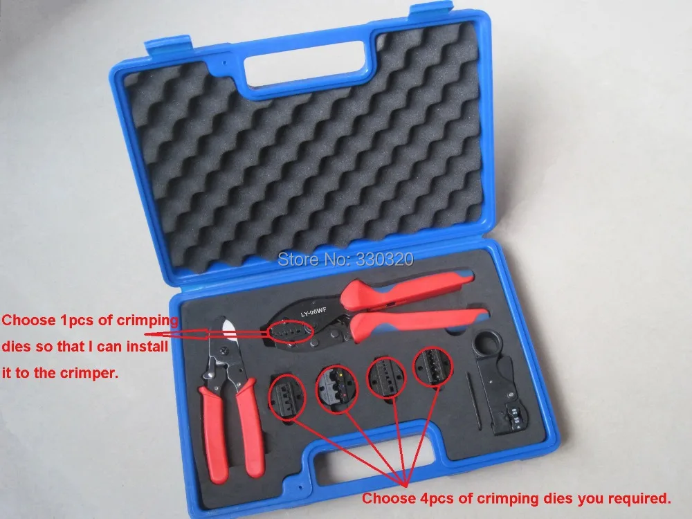 

Hand Crimping Tool Set crimping tool kit with cable cutter,stripper & replaceable crimping dies,combination tool set