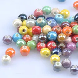 6mm 50pcs AB Mix Color Round Ceramic Bead Loose Beads Fit Jewelry Making YKL0532X