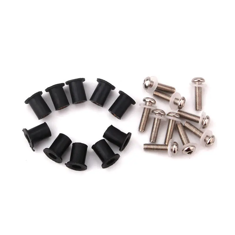 10pcs/set Aluminum Motorcycle Windscreen Bolts M5 Wellnuts Screws Fastener for Ninja ZX6R XZ636 Motor Parts Accessories