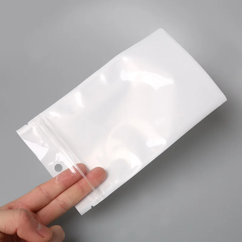 New Arrival Multi Sizes White / Clear Self Seal Zipper Plastic Hang Hole Retail Packaging Packing Poly Bag Zip lock Package