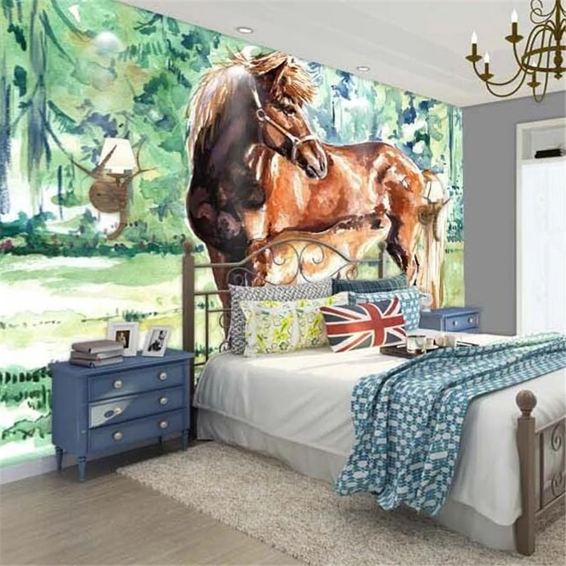 

wellyu papel de parede para quarto Custom wallpaper Huge hand painted oil painting horse horse background wallpaper behang