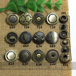 50sets/lot bronze color metal clothing snap button DIY leather craft bag decorative accessories