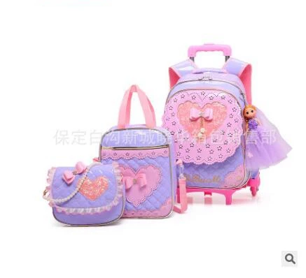 School Trolley Bag wheels Children luggage Rolling Bags wheeled  Backpacks bag for Girls Travel Trolley backpack bags for kids