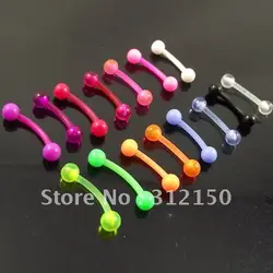 SaYao 10pcs 16G soft flexible eyebrow ring 1.2x8x3mm ball eyebrow rings mixed colors body piercing jewelry