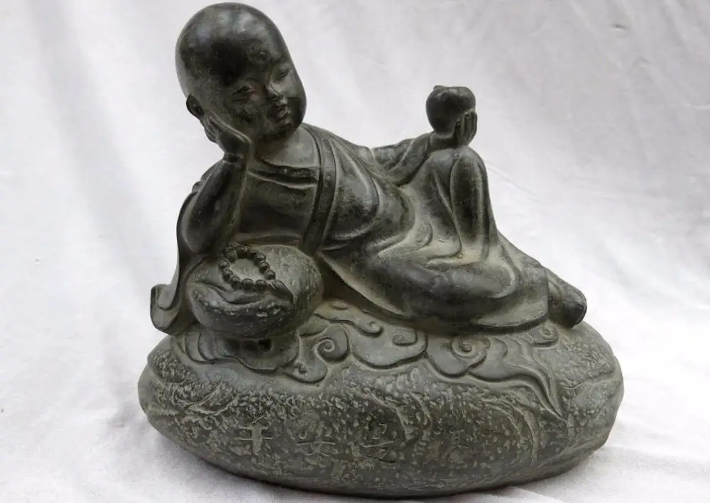 

8" China old bronze carved fine buddhism luck safety buddha statue Free shipping