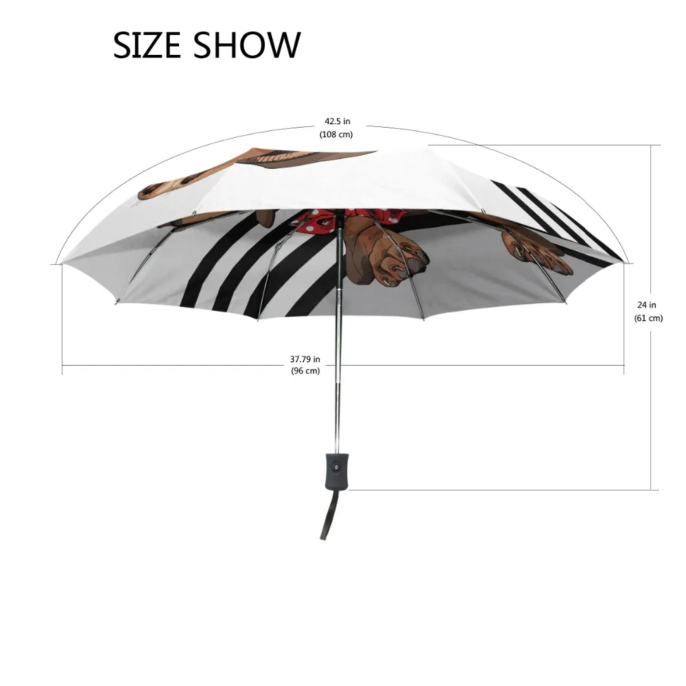 Cute Dog with Red Glasses Umbrella Rain Women Windproof Durable 3 Folding Umbrellas Female Portable Travel Umbrella