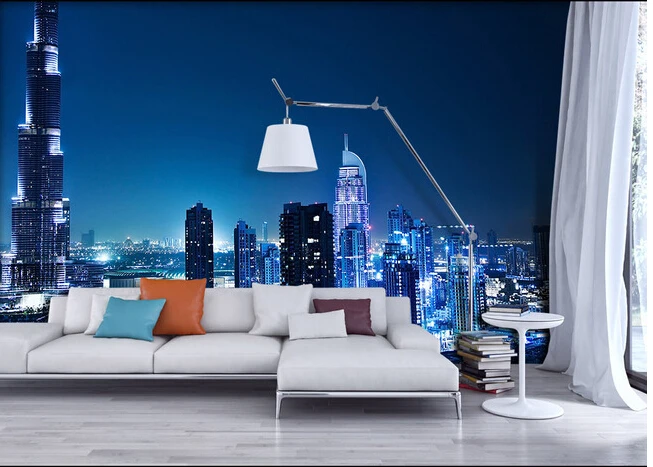 

Custom wallpaper photo, the Dubai city of the night landscape for the living room bedroom TV background wall papel de parede