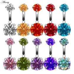 Double Crystal Rhinestone Navel Belly Button Ring Pircing Surgical Steel Real Belly Piercing Cute Navel Ringen Bar Navel Belly