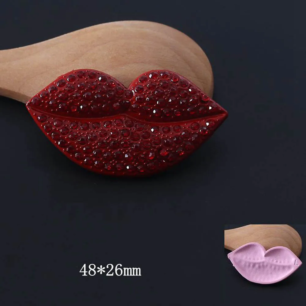 2pcs/lot Rhinestone Alloy Buttons Red Lips Button For Girl Hair Phone Shell Diy Clothing Decoration Jewelry Accessories