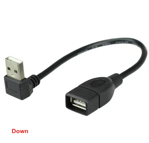 10cm 20cm USB 2.0 A Male to Female 90 Angled Extension Adaptor cable USB2.0 male to female right/left/down/up Black cable cord