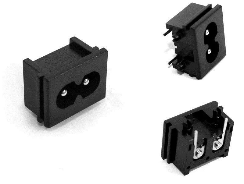 10Pcs BX-180-A01 2.5A 250V Male Plug IEC 320 C8 AC Power Socket Connector 23 x 18 x 13.3mm