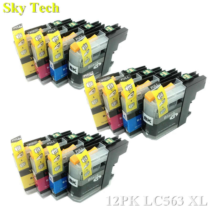 12 Pieces Compatible Ink cartridge For Brother LC563XL For Brother  MFC-J2310  J2510  J3520  J3720 etc