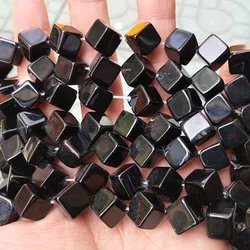 6-10mm Natural Black Agate Stone Diagonal Drilling Cube Beads For Jewelry Making Beads Bracelet 15'' Necklace  DIY Beads Trinket