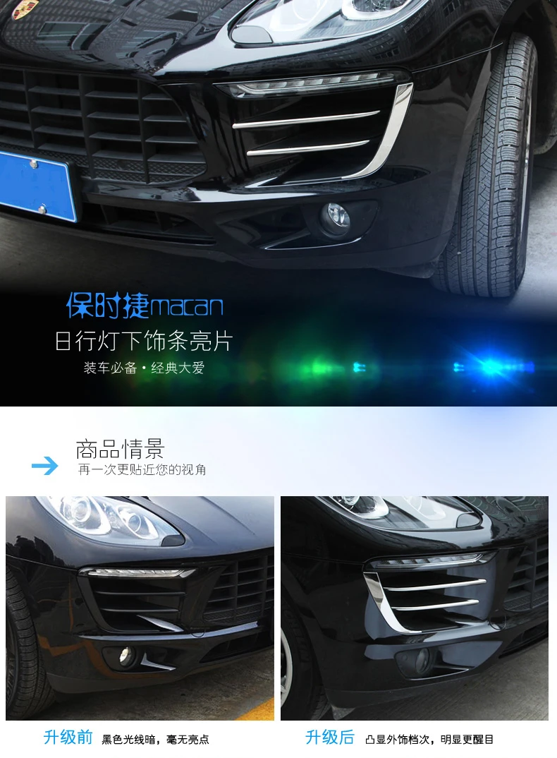 Fit for   Porsche Macan a day for refitting fog lamp carbon fiber trim stainless steel jewelry accessories