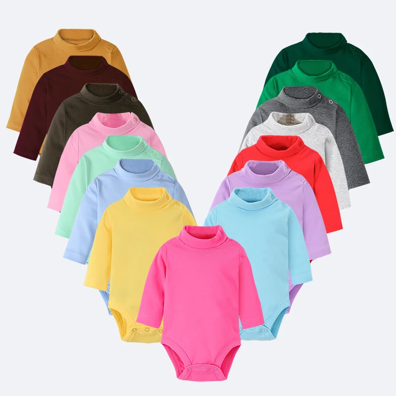 Hooyi-monos de algodón 100% para bebé y niña, monos suaves para recién nacidos, ropa infantil, pijamas de cuello alto sólido, camisas Tops de 0, 1,