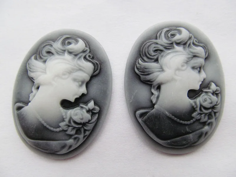 100pcs 30mmx40mm Oval Flatback Resin Relief Beauty Head Cameo Cabochon Charm,Fit Base Setting Tray Bezel,DIY Jewellery Accessory