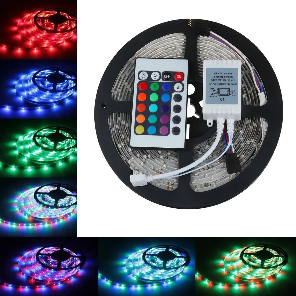 

led wholesaler 3528 2835 RGB led strip light 5M 300SMD led stripe 24key SMD IR Remote Controller,Or White Blue Red Green Fita De