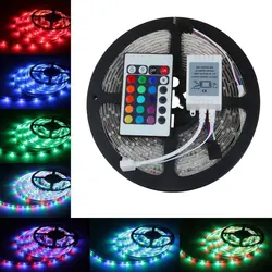 led wholesaler 3528 2835 RGB led strip light 5M 300SMD led stripe 24key SMD IR Remote Controller,Or White Blue Red Green Fita De