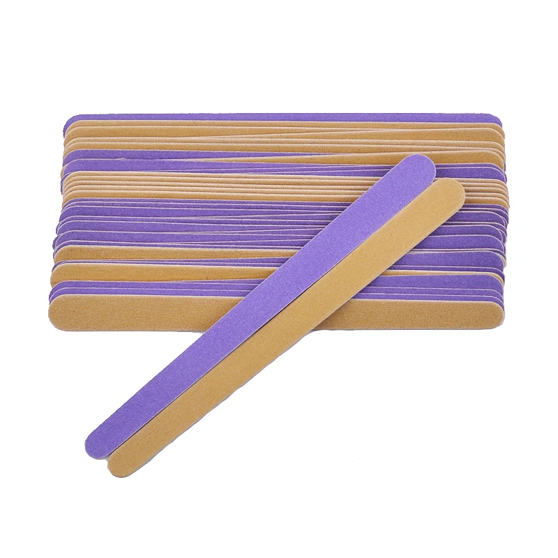 50pcs/lot Purple and Brown Nail File Sanding Grits 150/150 Nail Polish Buffer Blocks Washable Nail Accessories Supplier Tools