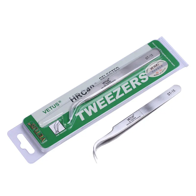 Vetus ST-15 Stainless Steel Precision Tweezers Multifunctional Curved Tip Pincet for Mobile Phone Repair Hand Tools