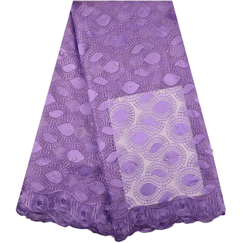 

High Quality African Lace Fabric 2018 Latest African Cord Lace Purple Color Nigerian Guipure Lace Fabric Water Soluble Lace 1337