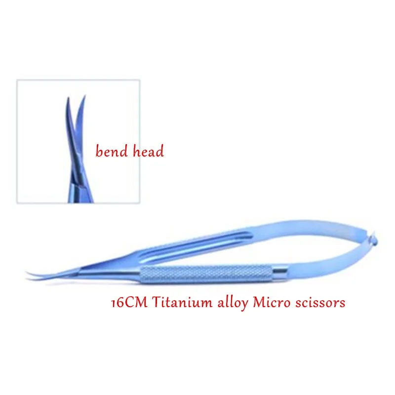 16cm bend head micro Cornea scissors Hand tool Surgery Titanium alloy Ophthalmic Instruments high quality