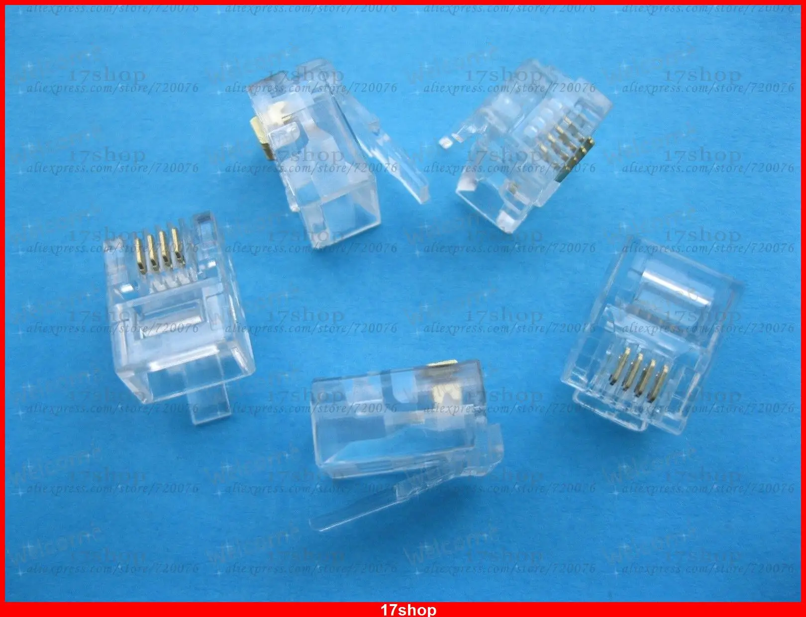 1000 Pcs RJ11 6P4C Water Clear Modular Telephone Plug Connector