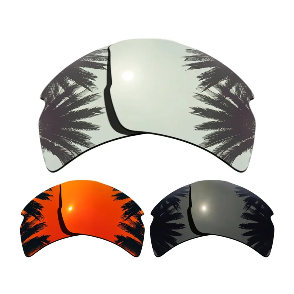 (Silver+Black+Orange Red Mirrored Coating) 3-Pairs Polarized Replacement Lenses for Flak 2.0 XL 100% UVA & UVB Protection