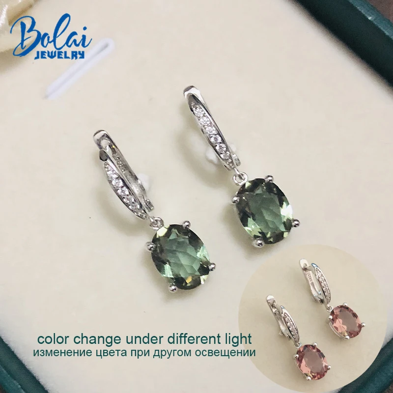 Bolai Color Changing Nano Diaspore Dangle Earrings 925 Sterling Silver Zultanit Gemstone Jewelry For Women Bridesmaid Wedding