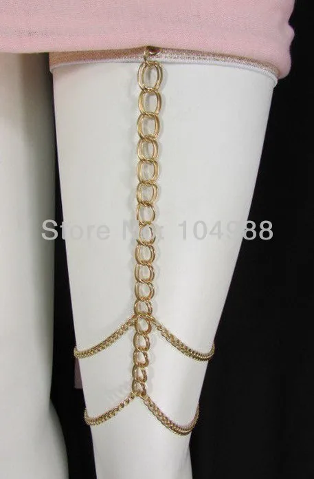 FREE SHIPPING New Women Gold Thigh Leg Chunky Metal Leg Chain Garter Strand Fashion Body Chains Jewelry