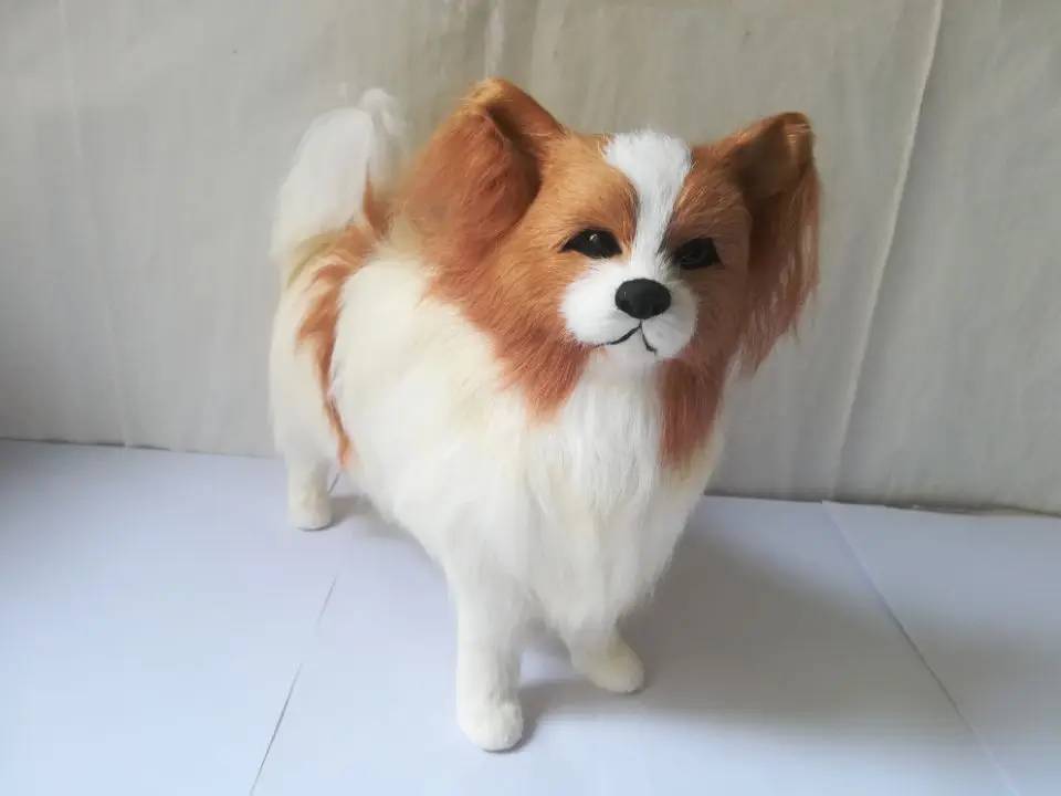 

large 24x20cm simulation dog Papillon hard model prop polyethylene&furs butterflydog handicraft home decoration gift s2626