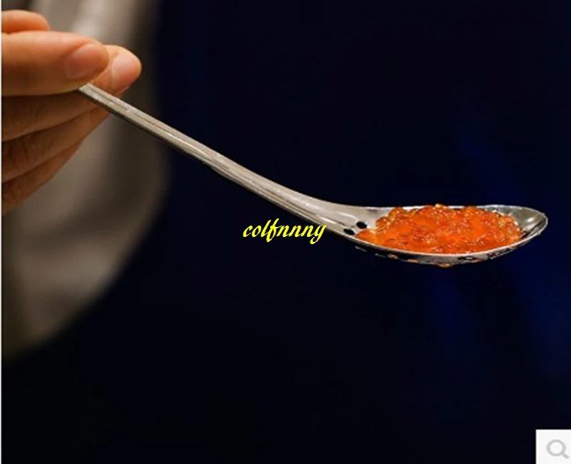 

300pcs/lot Fast shipping Stainless Steel Caviar Strainer Spoon Molecular Mixologist Slotted Bar Spoon Molecular Food Spoon