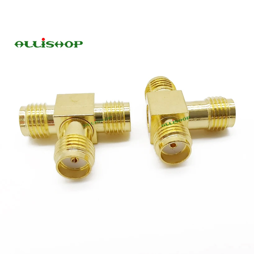 

100Pcs Gold Plated Dual 2 SMA Female to SMA Female RF Coax Connector 3 Way T Type Splitter SMA Connectors