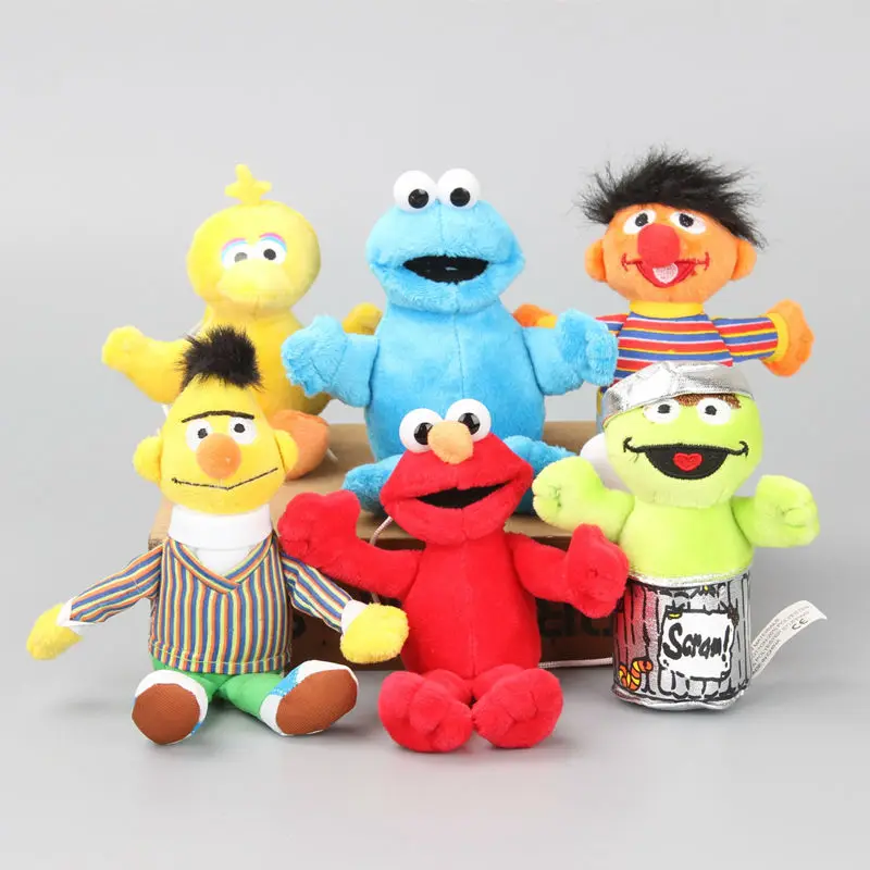 

Cartoon 6 pcs/Set 13-18 cm Sesame Street Elmo Cookie Monster Stuffed Doll Kawaii Puppet Plush Toys Kids X'mas & X'mas Gift